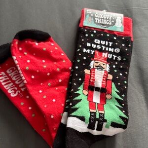 Men's Christmas Socks - funny, vulgar, “Quit busting my balls” NWT